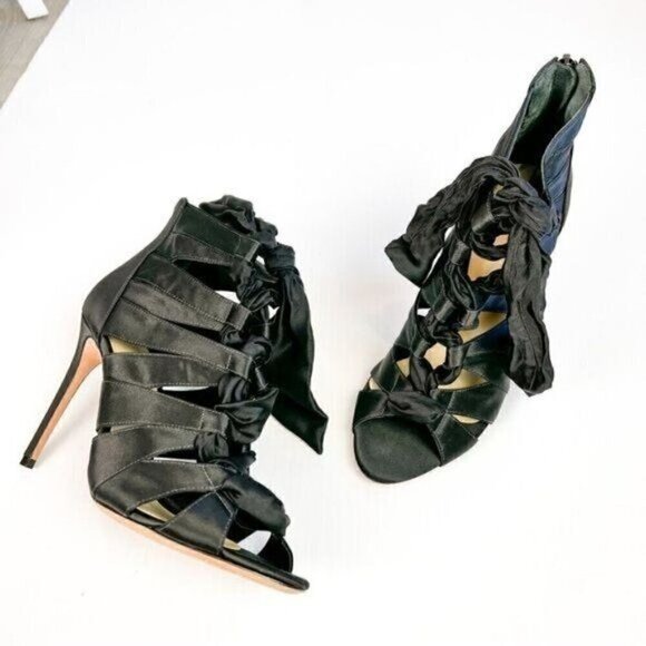 Alexandre Birman Black Satin Layla Ankle Booties EU 38.5 High Heeled Stiletto - Picture 14 of 14